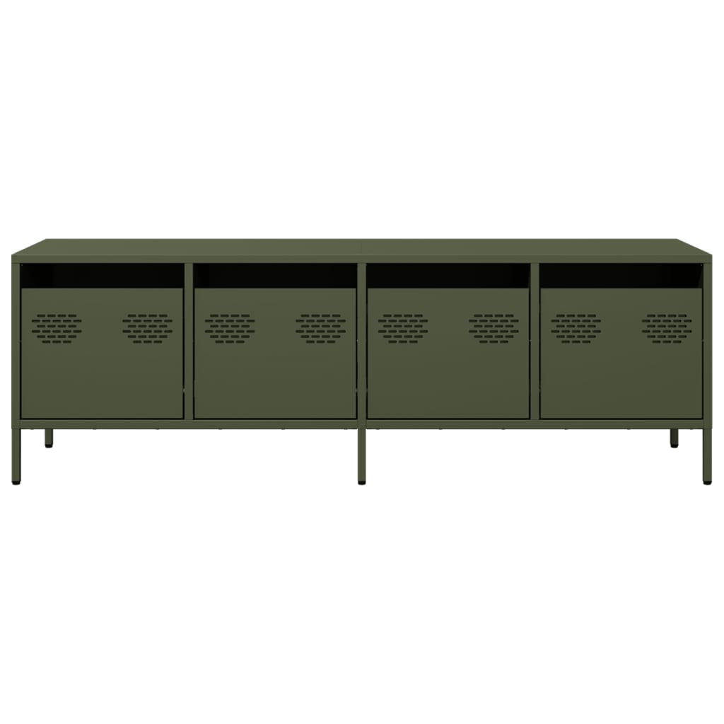 vidaXL Meuble TV Vert olive 135x39x43,5 cm Acier laminé à froid