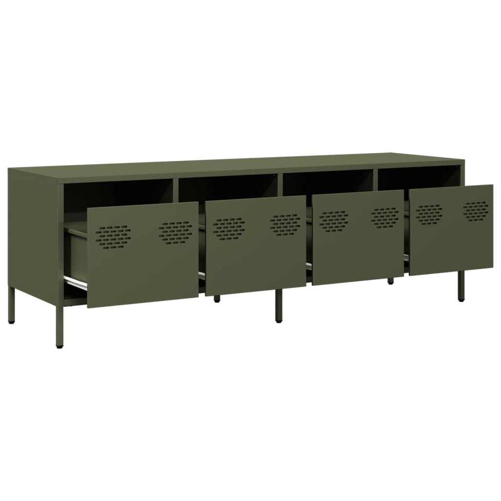 vidaXL Meuble TV Vert olive 135x39x43,5 cm Acier laminé à froid