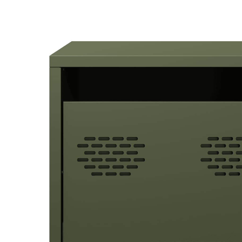 vidaXL Meuble TV Vert olive 135x39x43,5 cm Acier laminé à froid