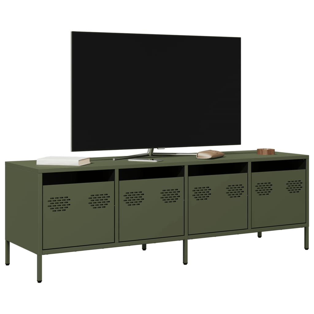 vidaXL Meuble TV Vert olive 135x39x43,5 cm Acier laminé à froid