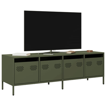 vidaXL Meuble TV Vert olive 135x39x43,5 cm Acier laminé à froid