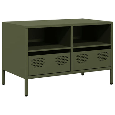 vidaXL Meuble TV vert olive 68x39x43,5 cm Acier laminé à froid