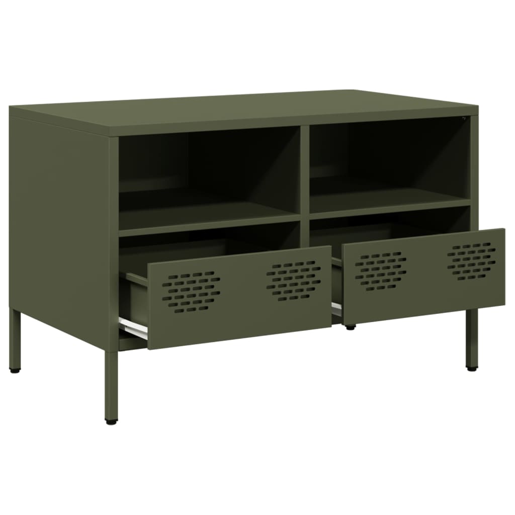 vidaXL Meuble TV vert olive 68x39x43,5 cm Acier laminé à froid