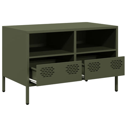 vidaXL Meuble TV vert olive 68x39x43,5 cm Acier laminé à froid