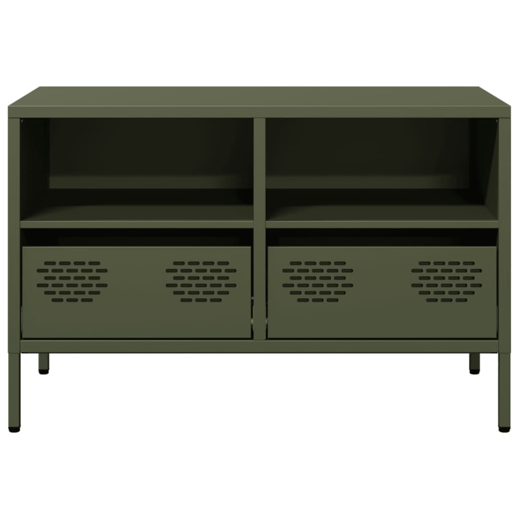 vidaXL Meuble TV vert olive 68x39x43,5 cm Acier laminé à froid