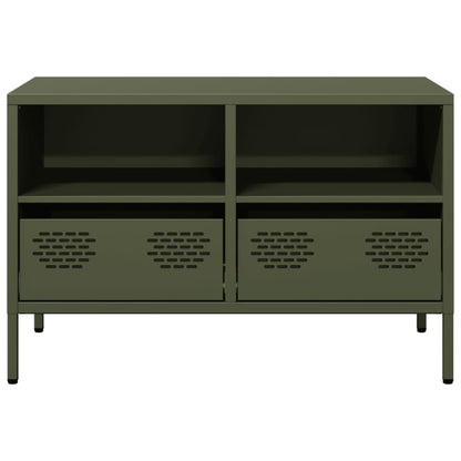 vidaXL Meuble TV vert olive 68x39x43,5 cm Acier laminé à froid