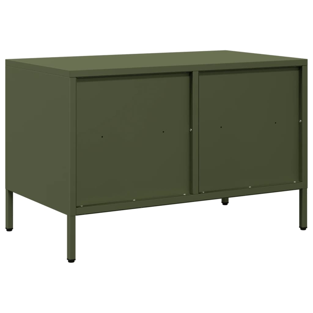 vidaXL Meuble TV vert olive 68x39x43,5 cm Acier laminé à froid
