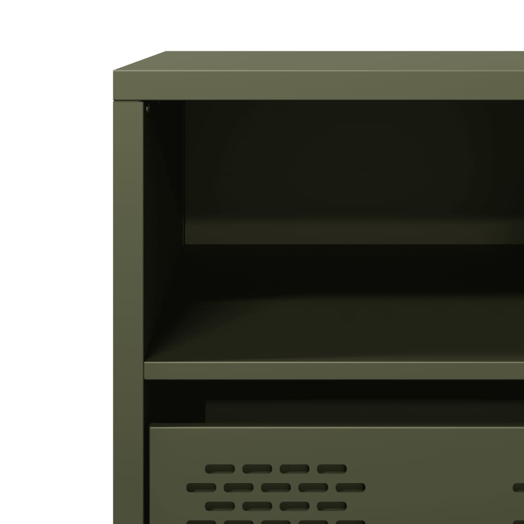 vidaXL Meuble TV vert olive 68x39x43,5 cm Acier laminé à froid