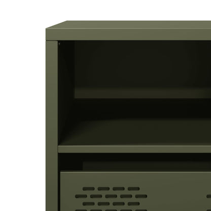 vidaXL Meuble TV vert olive 68x39x43,5 cm Acier laminé à froid