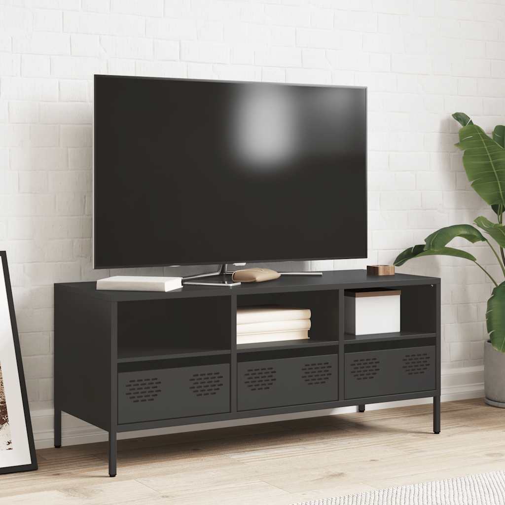 vidaXL Meuble TV Noir 101,5x39x43,5 cm Acier laminé à froid