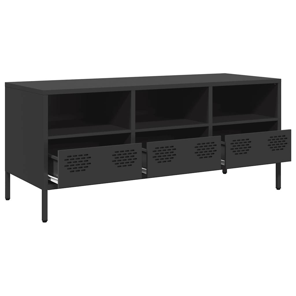 vidaXL Meuble TV Noir 101,5x39x43,5 cm Acier laminé à froid