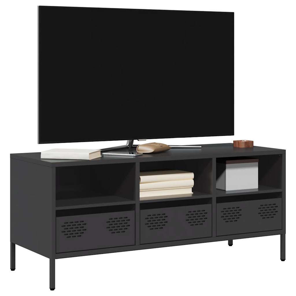 vidaXL Meuble TV Noir 101,5x39x43,5 cm Acier laminé à froid