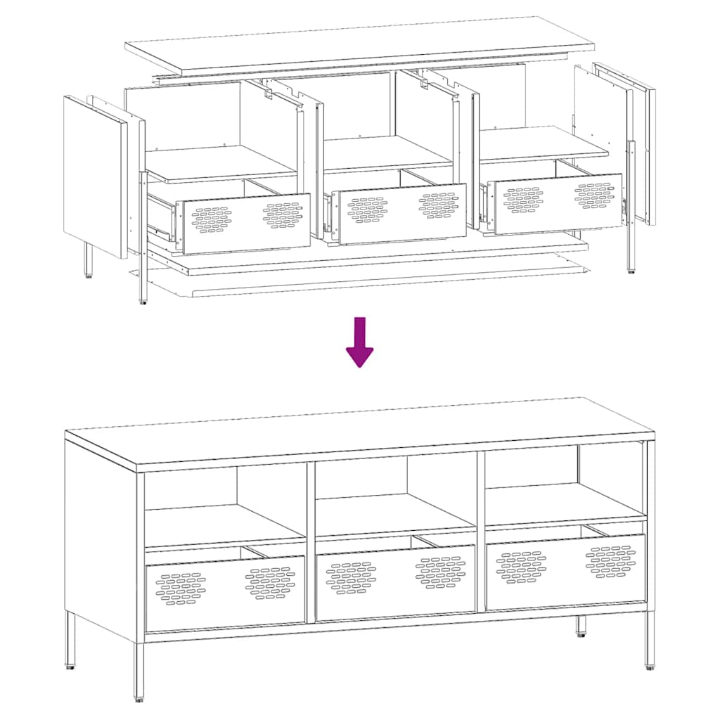 vidaXL TV-Schrank Rosa 101,5x39x43,5 cm Kaltgewalzter Stahl