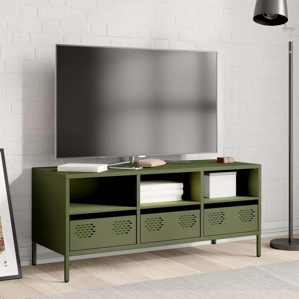 vidaXL TV-Schrank Olivgrün 101,5x39x43,5 cm Kaltgewalzter Stahl
