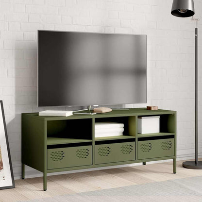 vidaXL TV-Schrank Olivgrün 101,5x39x43,5 cm Kaltgewalzter Stahl
