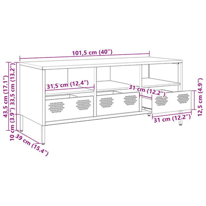 vidaXL TV-Schrank Olivgrün 101,5x39x43,5 cm Kaltgewalzter Stahl