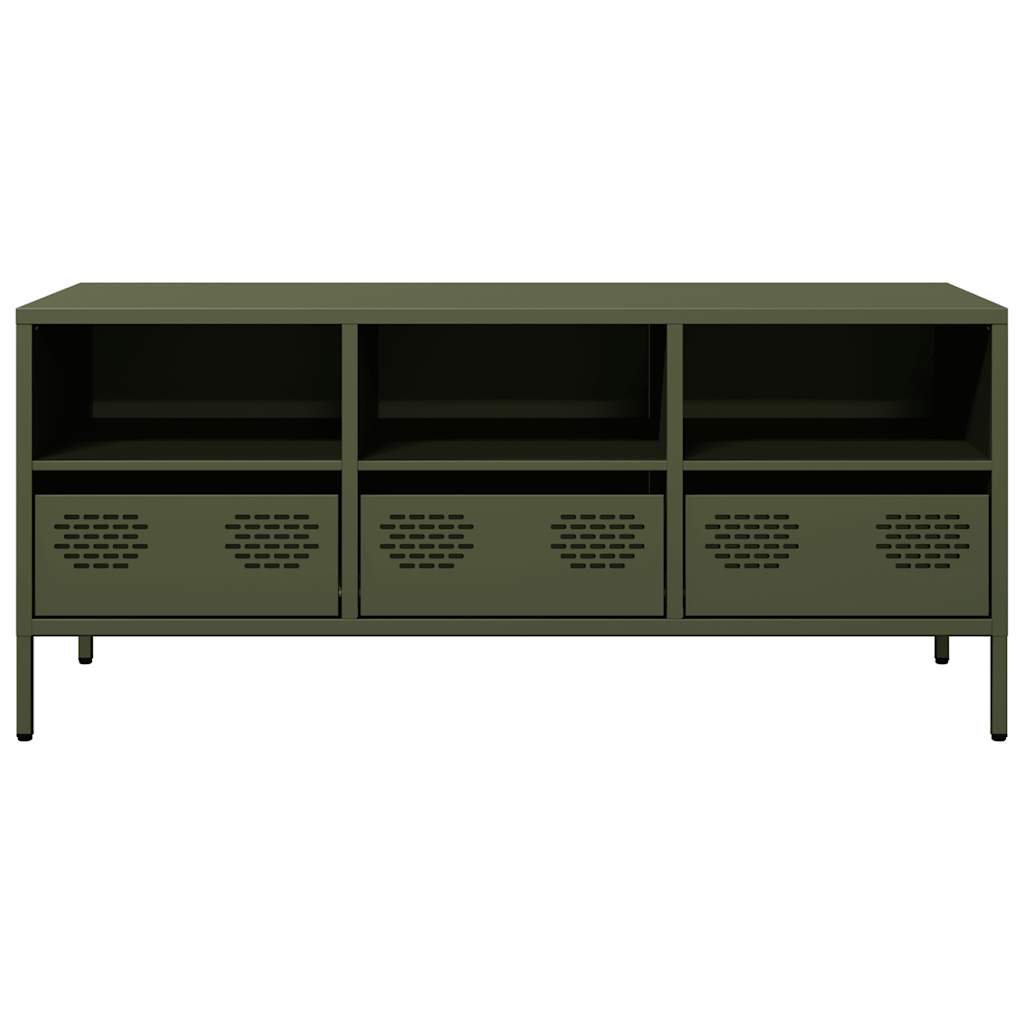 vidaXL TV-Schrank Olivgrün 101,5x39x43,5 cm Kaltgewalzter Stahl