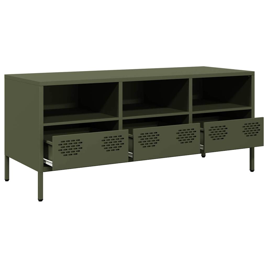 vidaXL TV-Schrank Olivgrün 101,5x39x43,5 cm Kaltgewalzter Stahl