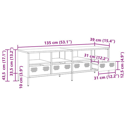 vidaXL Meuble TV Noir 135x39x43,5 cm Acier laminé à froid