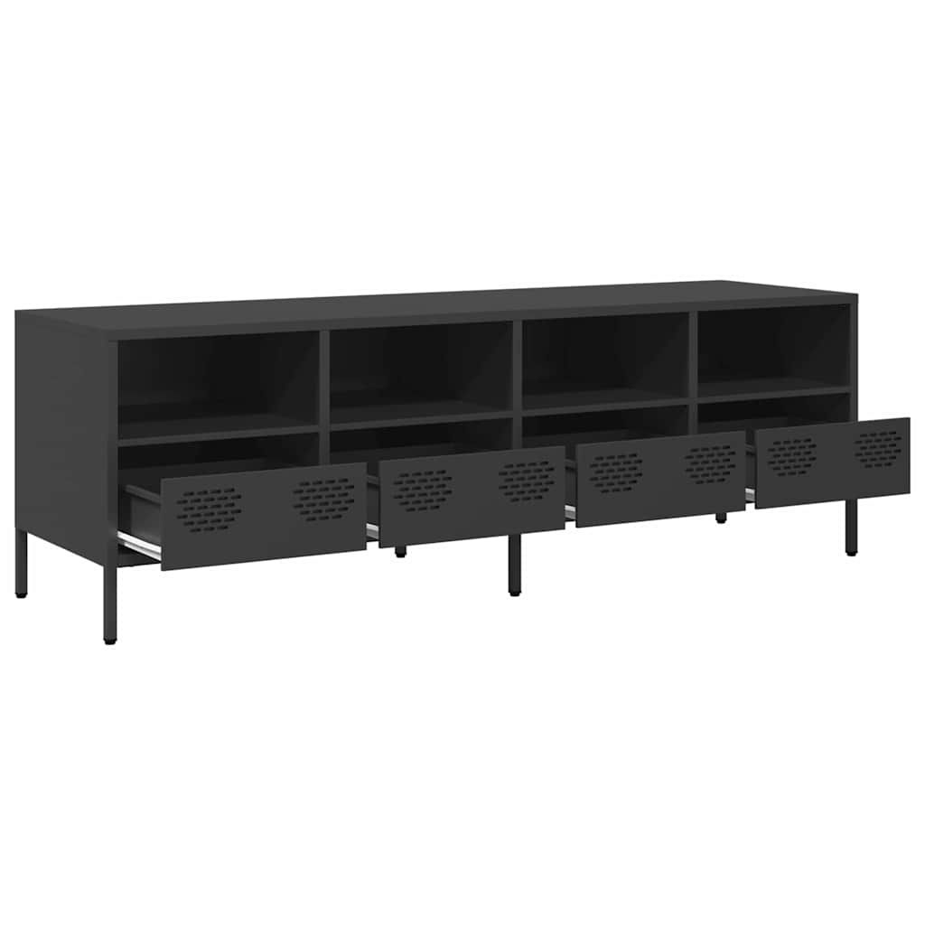 vidaXL Meuble TV Noir 135x39x43,5 cm Acier laminé à froid