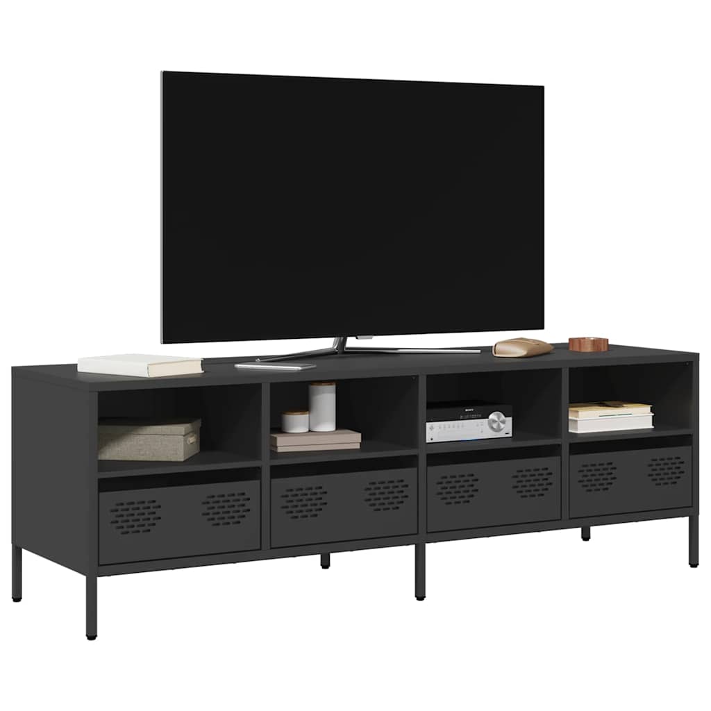 vidaXL Meuble TV Noir 135x39x43,5 cm Acier laminé à froid