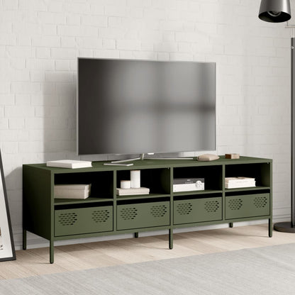 vidaXL Meuble TV Vert olive 135x39x43,5 cm Acier laminé à froid