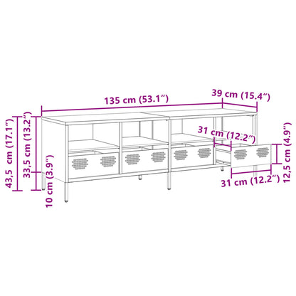 vidaXL Meuble TV Vert olive 135x39x43,5 cm Acier laminé à froid