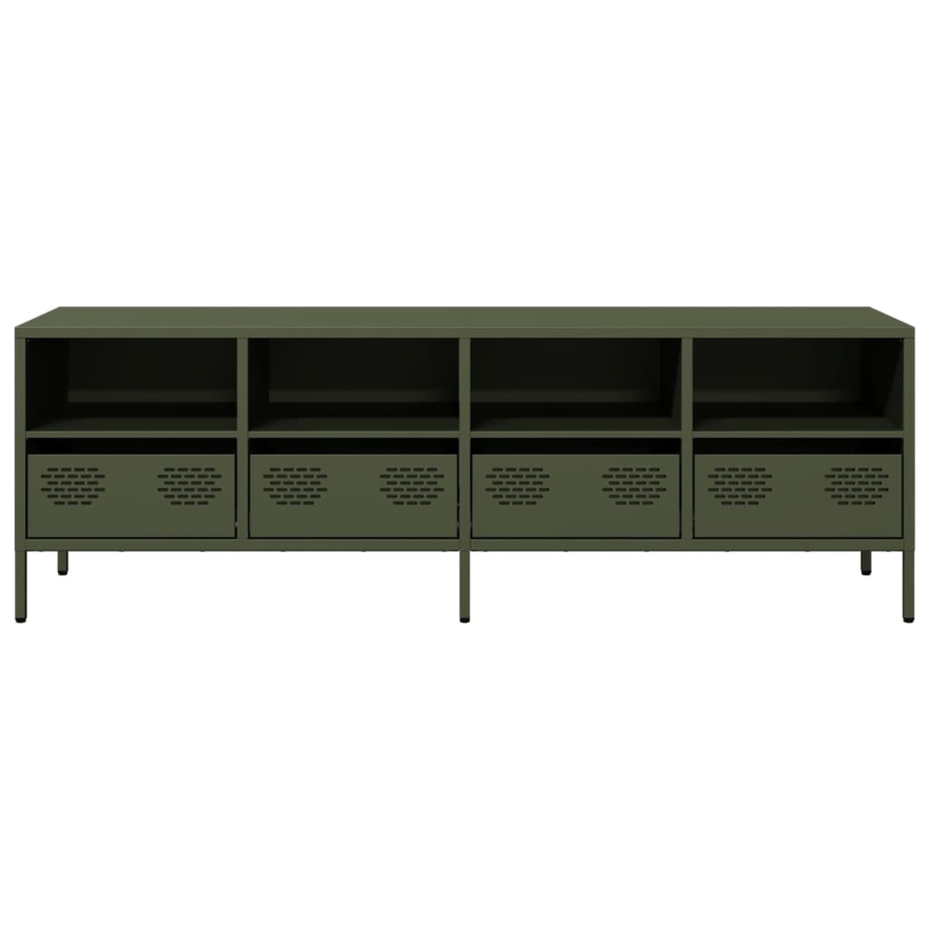 vidaXL Meuble TV Vert olive 135x39x43,5 cm Acier laminé à froid