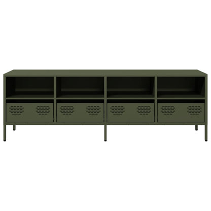 vidaXL Meuble TV Vert olive 135x39x43,5 cm Acier laminé à froid