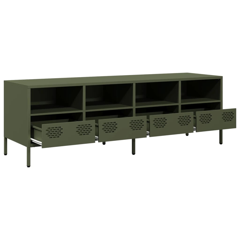 vidaXL Meuble TV Vert olive 135x39x43,5 cm Acier laminé à froid