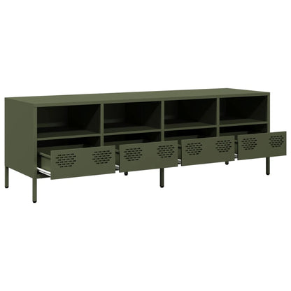 vidaXL Meuble TV Vert olive 135x39x43,5 cm Acier laminé à froid