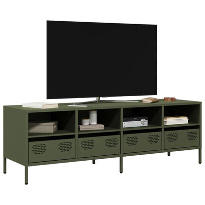 vidaXL Meuble TV Vert olive 135x39x43,5 cm Acier laminé à froid
