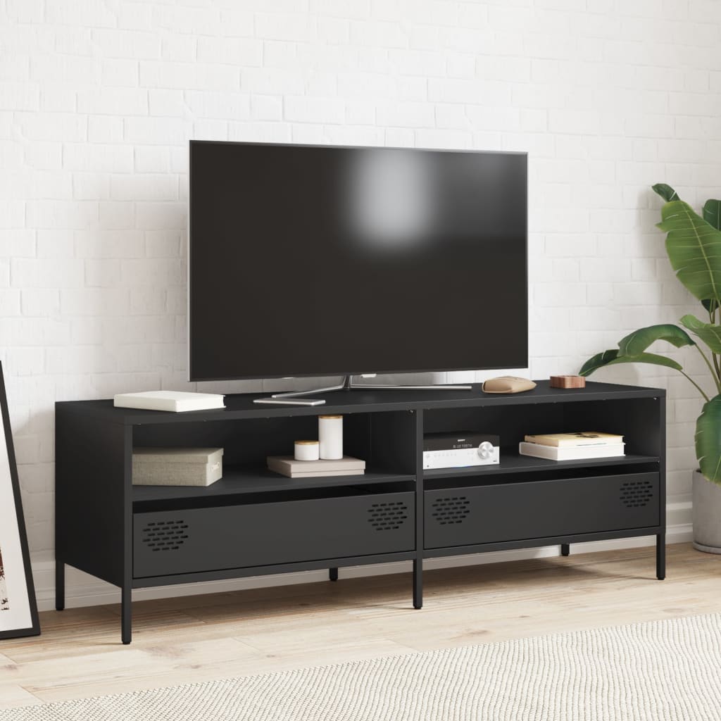 vidaXL Meuble TV Noir 135x39x43,5 cm Acier laminé à froid