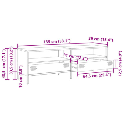vidaXL Meuble TV Noir 135x39x43,5 cm Acier laminé à froid