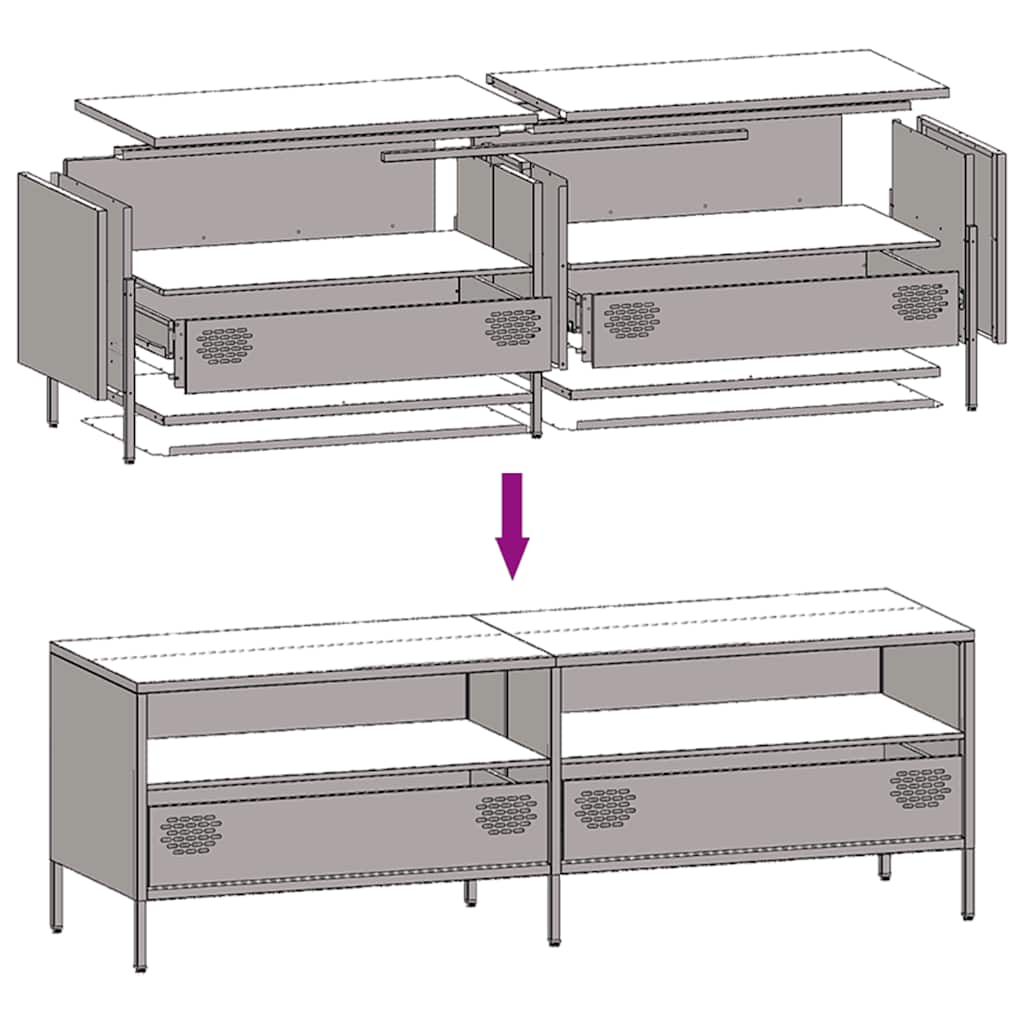 vidaXL TV-Schrank Rosa 135x39x43,5 cm Kaltgewalzter Stahl