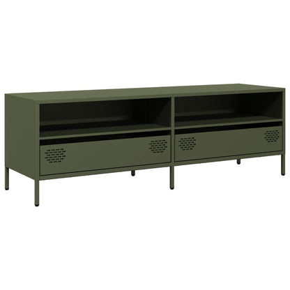vidaXL Meuble TV Vert olive 135x39x43,5 cm Acier laminé à froid
