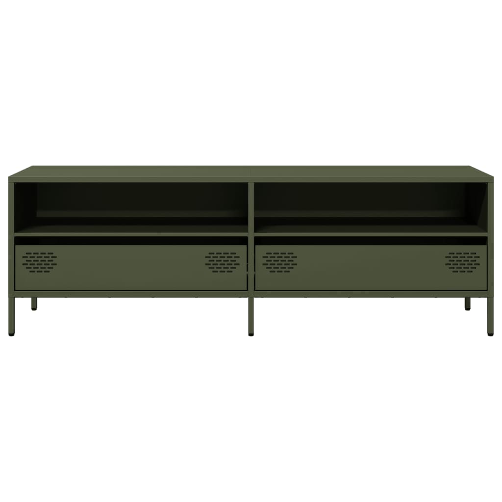 vidaXL Meuble TV Vert olive 135x39x43,5 cm Acier laminé à froid