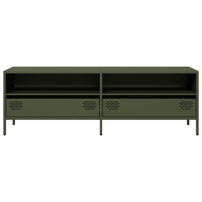 vidaXL Meuble TV Vert olive 135x39x43,5 cm Acier laminé à froid