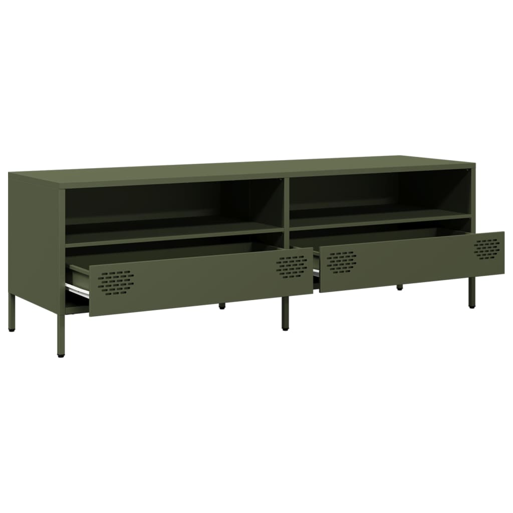 vidaXL Meuble TV Vert olive 135x39x43,5 cm Acier laminé à froid