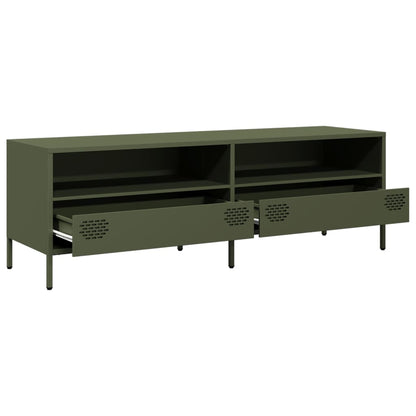 vidaXL Meuble TV Vert olive 135x39x43,5 cm Acier laminé à froid