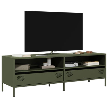 vidaXL Meuble TV Vert olive 135x39x43,5 cm Acier laminé à froid