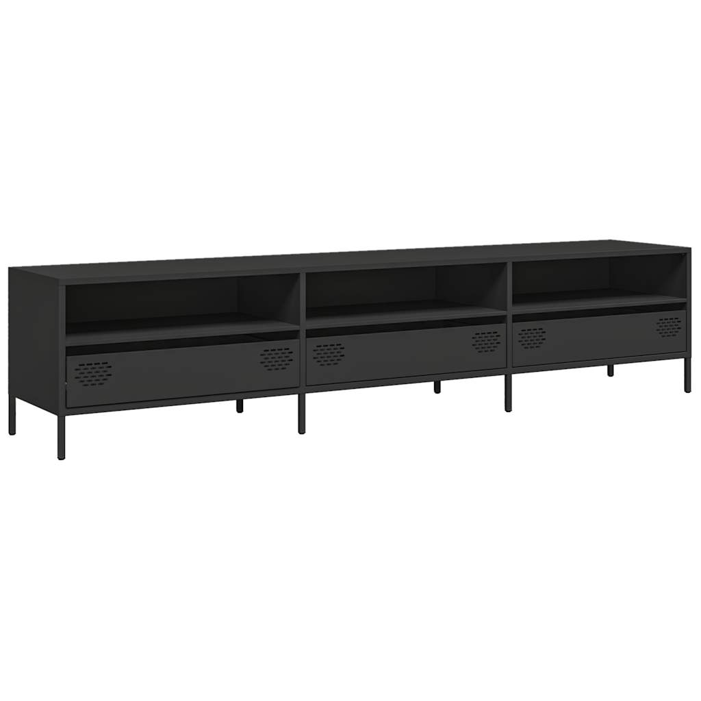 vidaXL Meuble TV Noir 202x39x43,5 cm Acier laminé à froid