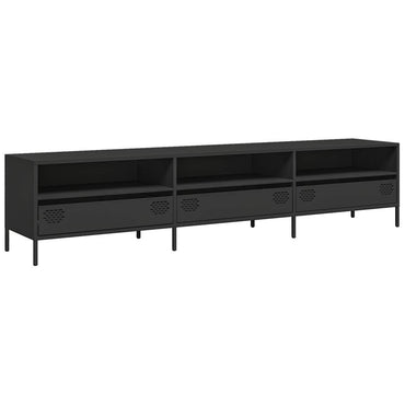 vidaXL Meuble TV Noir 202x39x43,5 cm Acier laminé à froid