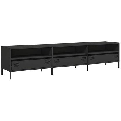 vidaXL Meuble TV Noir 202x39x43,5 cm Acier laminé à froid