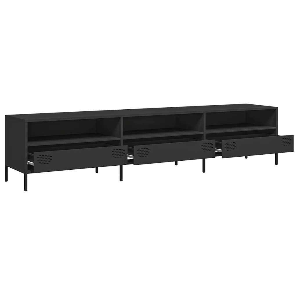 vidaXL Meuble TV Noir 202x39x43,5 cm Acier laminé à froid