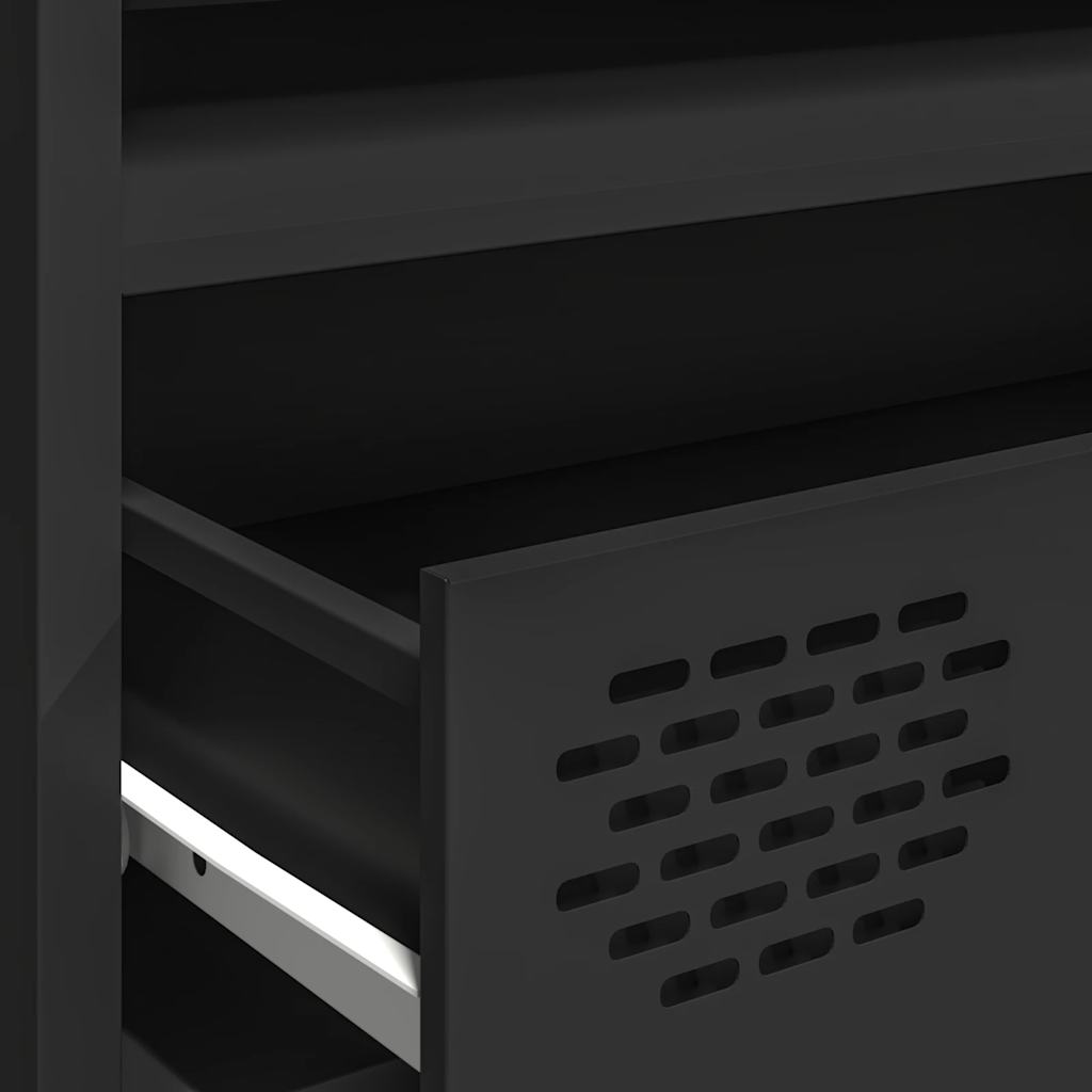 vidaXL Meuble TV Noir 202x39x43,5 cm Acier laminé à froid