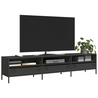 vidaXL Meuble TV Noir 202x39x43,5 cm Acier laminé à froid