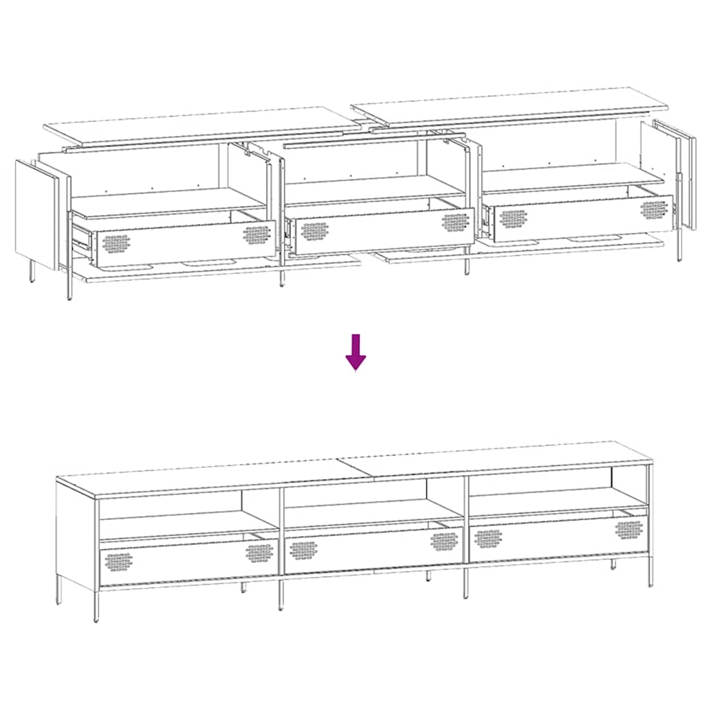 vidaXL TV-Schrank Rosa 202x39x43,5 cm Kaltgewalzter Stahl