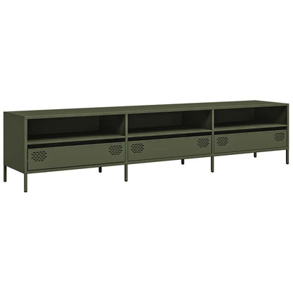 vidaXL Meuble TV vert olive 202x39x43,5 cm Acier laminé à froid