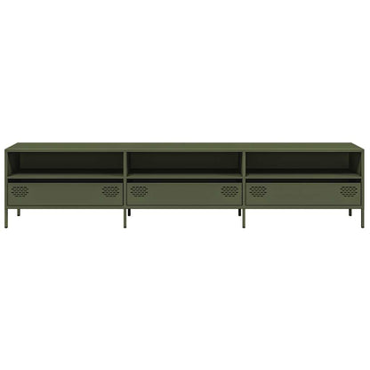 vidaXL Meuble TV vert olive 202x39x43,5 cm Acier laminé à froid